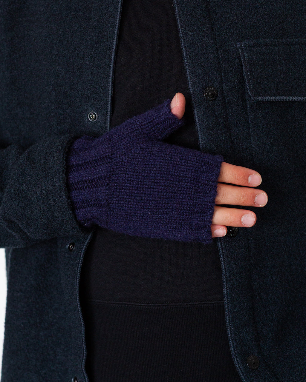 MHL CHUNKY FINGERLESS GLOVE - Navy