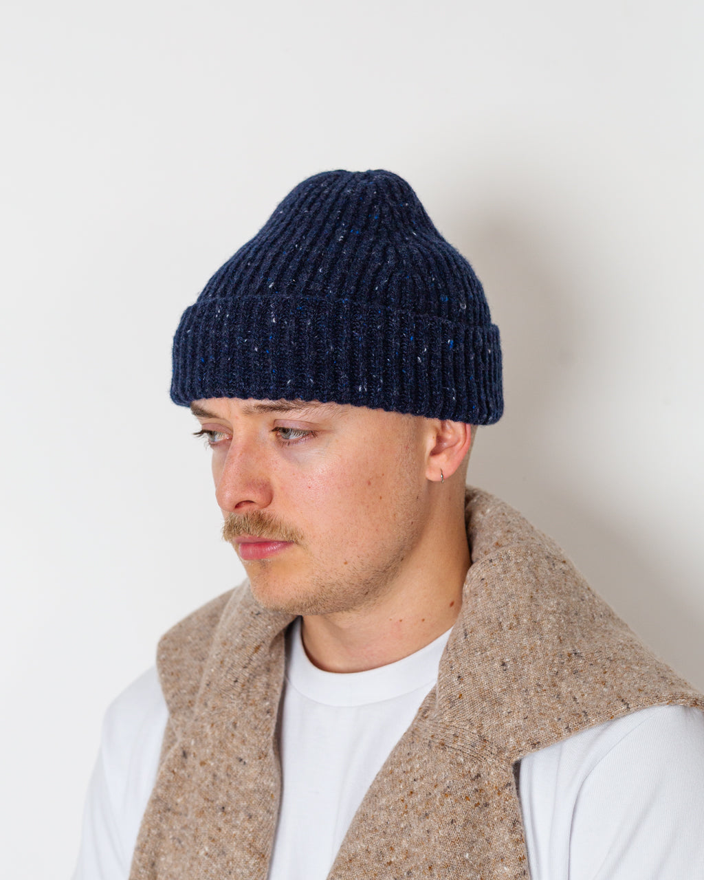 Rib Hat - Navy Fleck