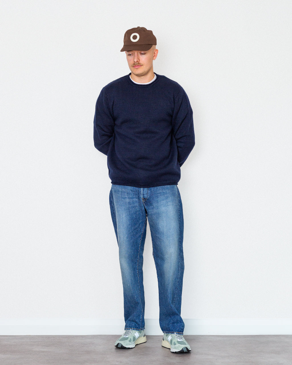 Textured Roll Trim Tunic - Navy Marl
