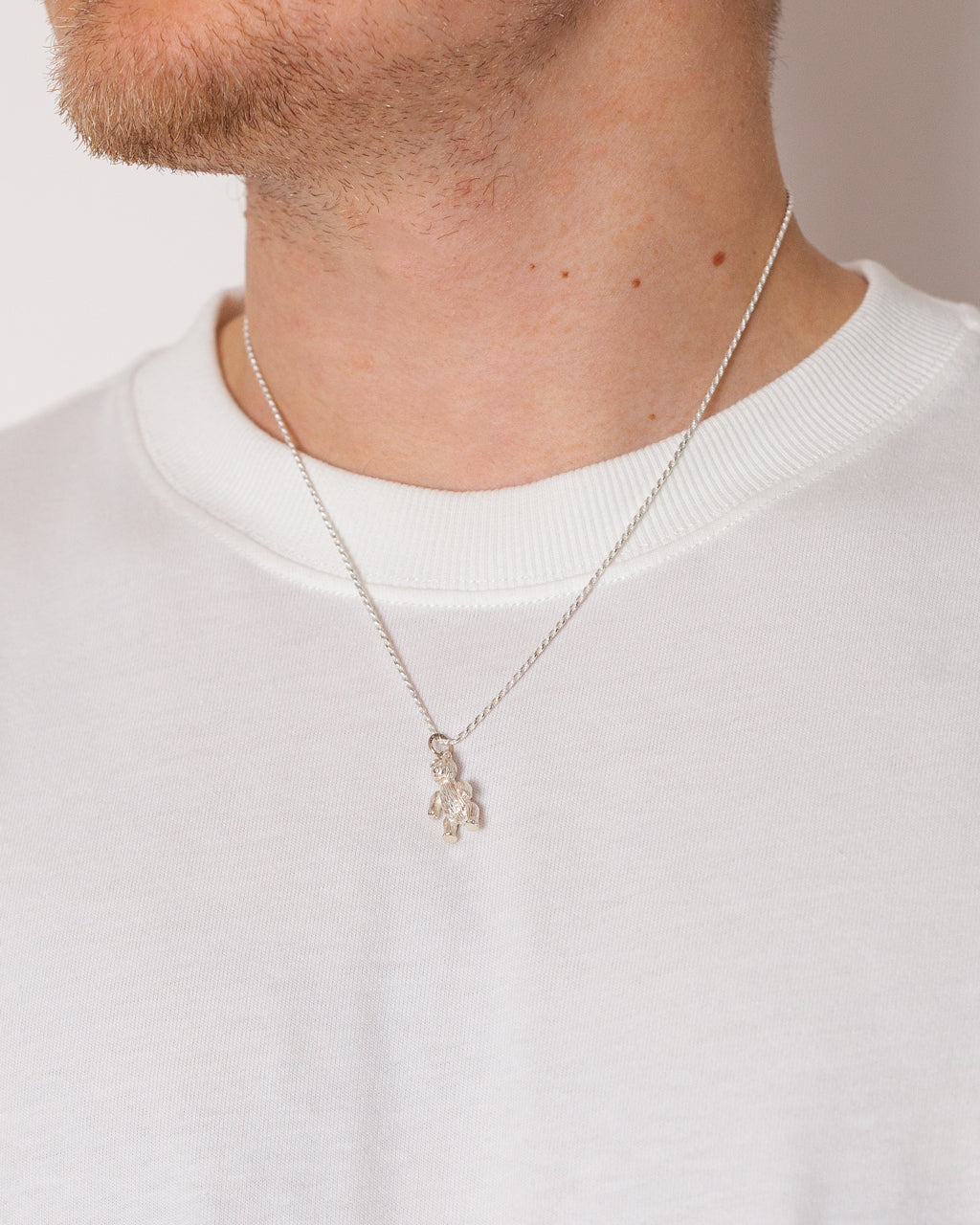Teddy Bear Necklace - Silver
