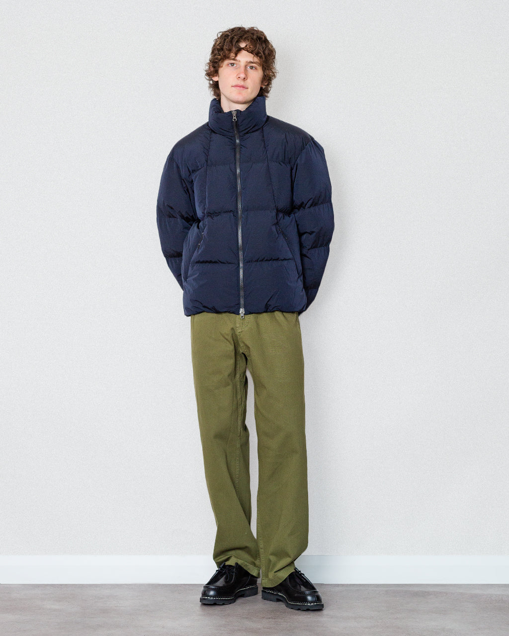 Dope Dyed Ripple Nylon Down Jacket - Dark Navy
