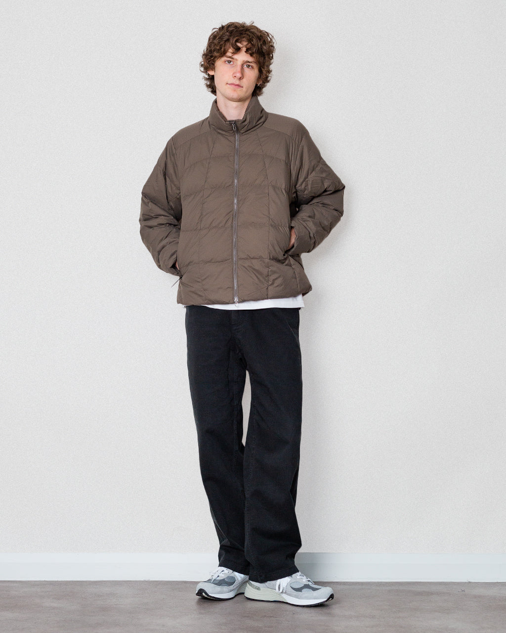 Gridded Down Jacket - Morel