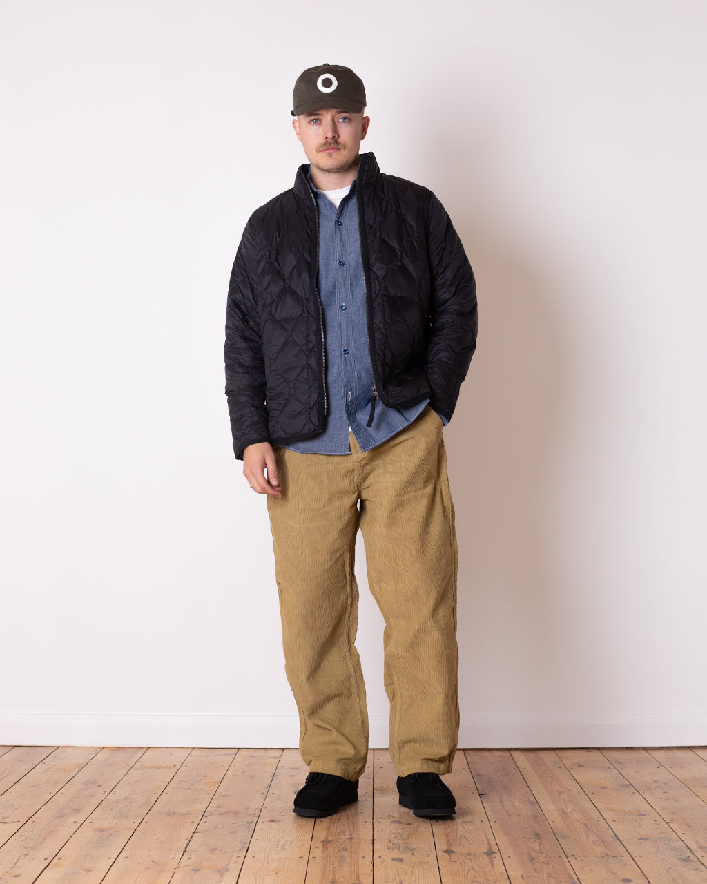 Military Hi Neck Zip Down Jacket - Black