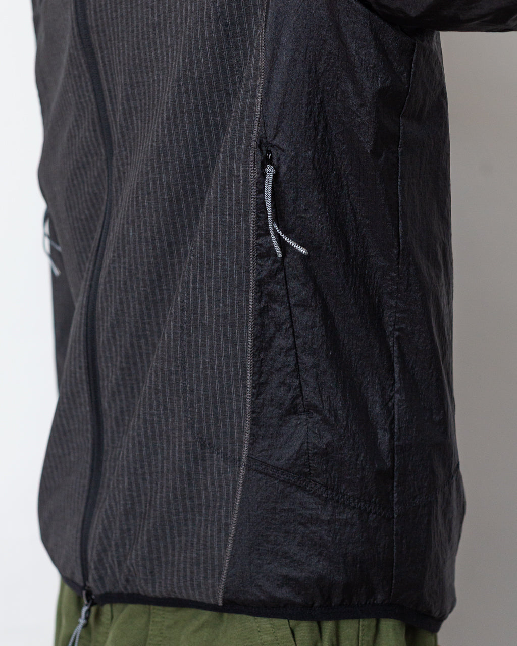 Numb Pinstriped Hooded Wind Jacket - Black