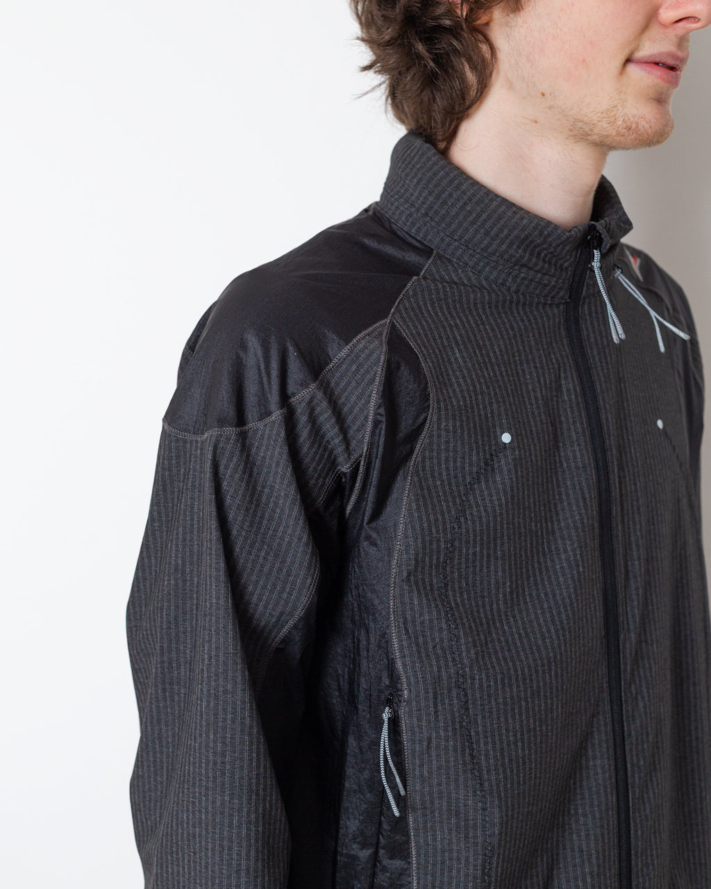 Numb Pinstriped Hooded Wind Jacket - Black