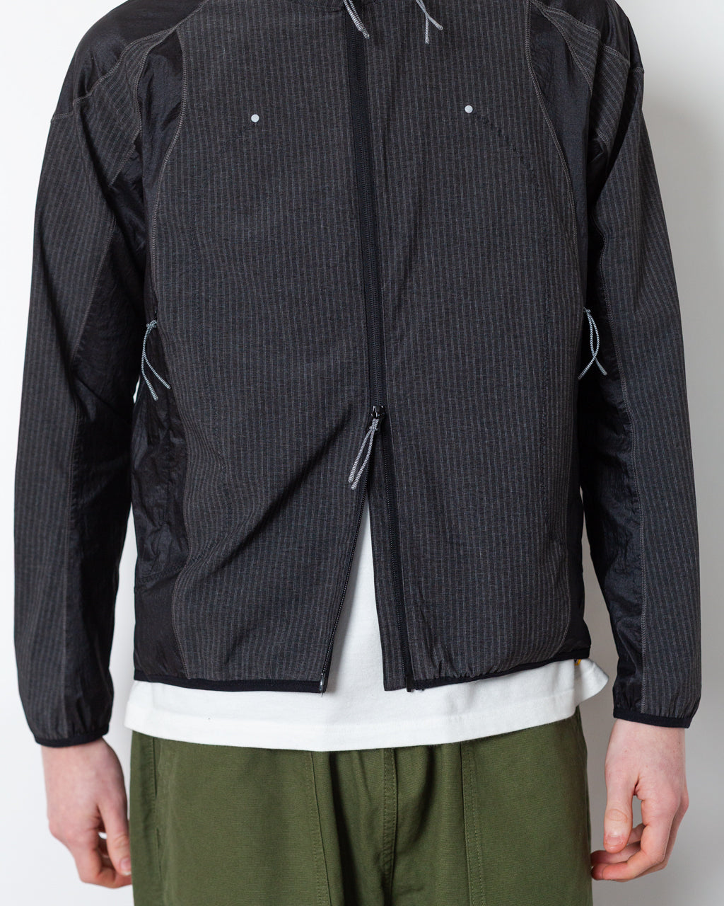 Numb Pinstriped Hooded Wind Jacket - Black