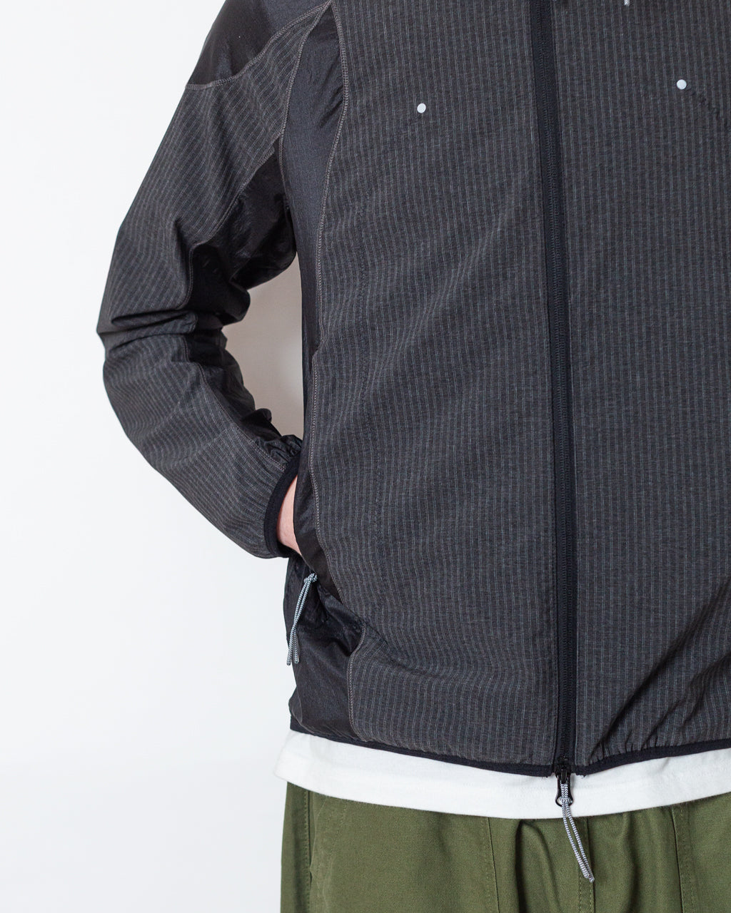 Numb Pinstriped Hooded Wind Jacket - Black