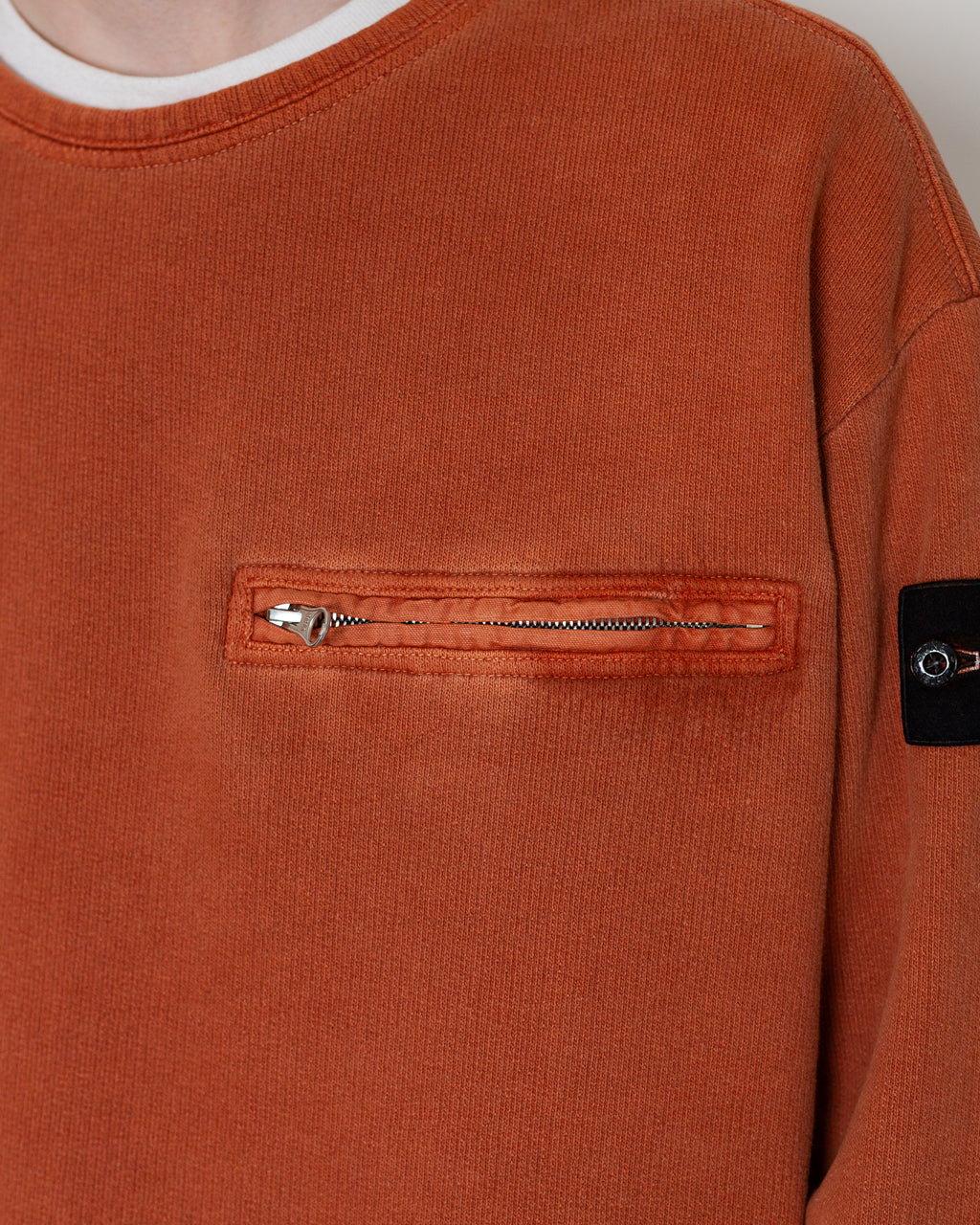 Mineral Dyed Cotton Zip Sweatshirt - Brick Red V0015