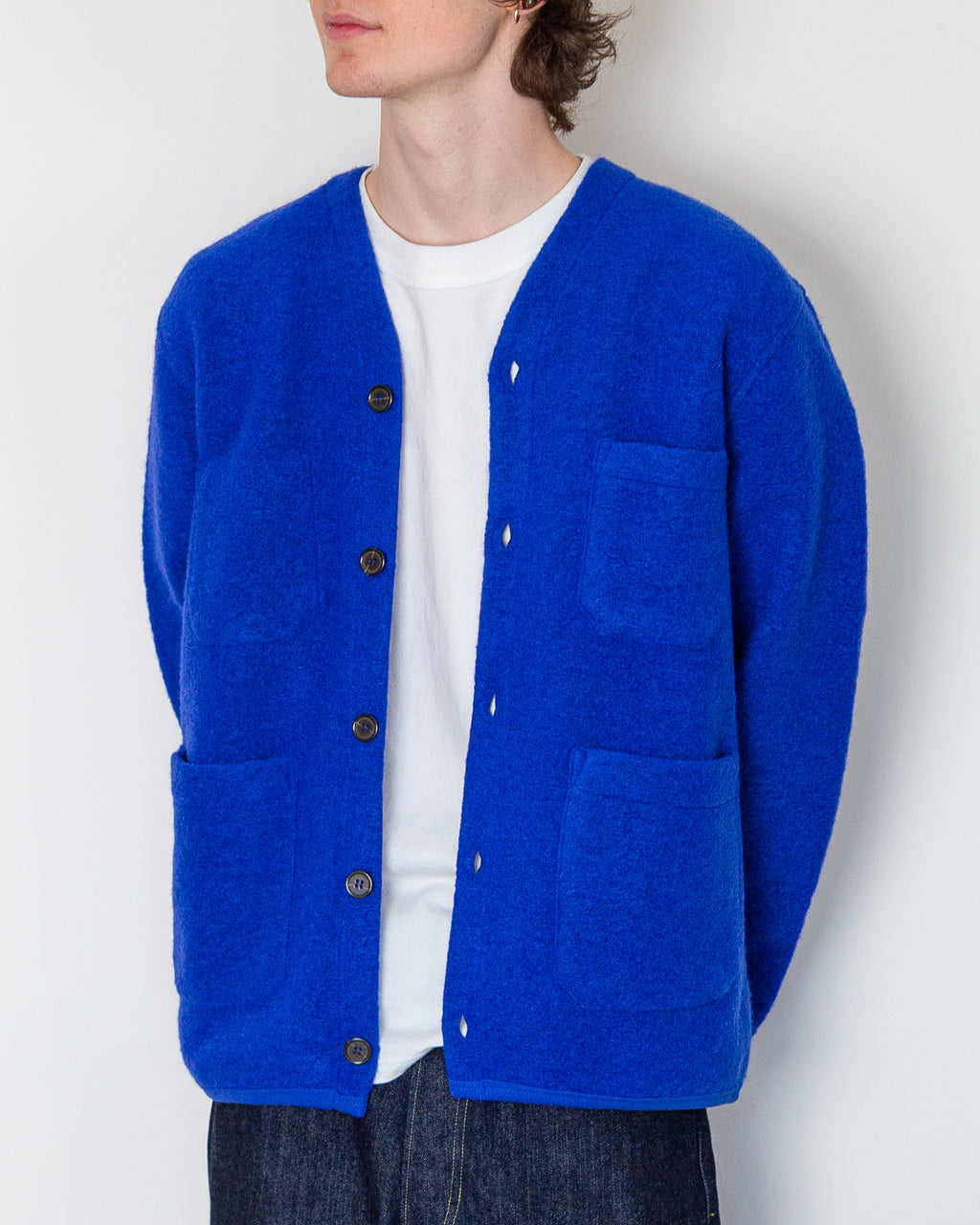Wool Fleece Cardigan - Blue