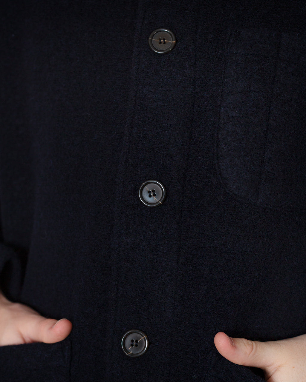 Wool Fleece Field Jacket - Navy