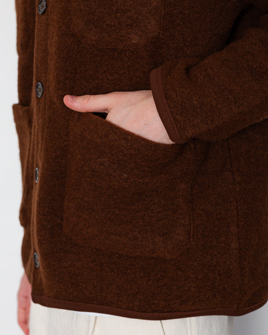 Wool Fleece Cardigan - Cacao
