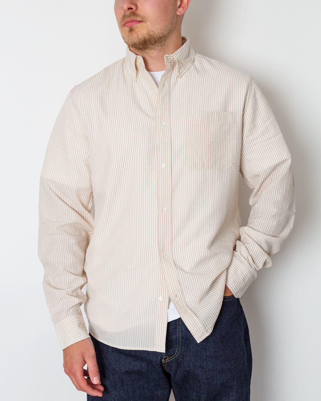 Another Shirt 1.0 - Ecru Brown Stripe