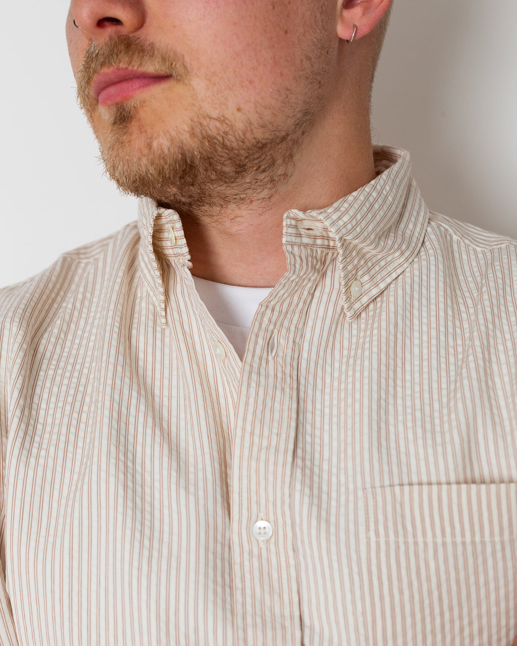 Another Shirt 1.0 - Ecru Brown Stripe