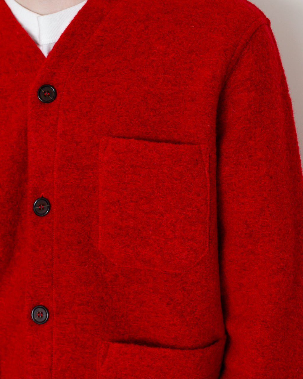 Wool Fleece Cardigan - Scarlet