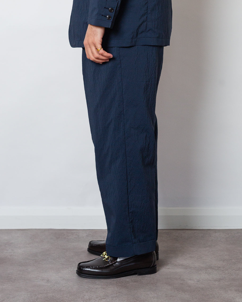 2 Pleat Seersucker Anywhere Pant - Navy