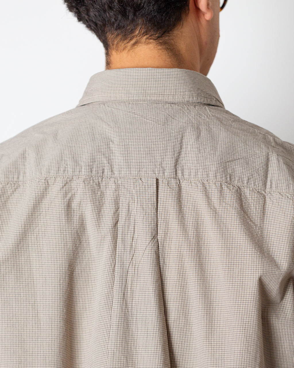 Espevik Oversized Micro Poplin Check Shirt - Oatmeal
