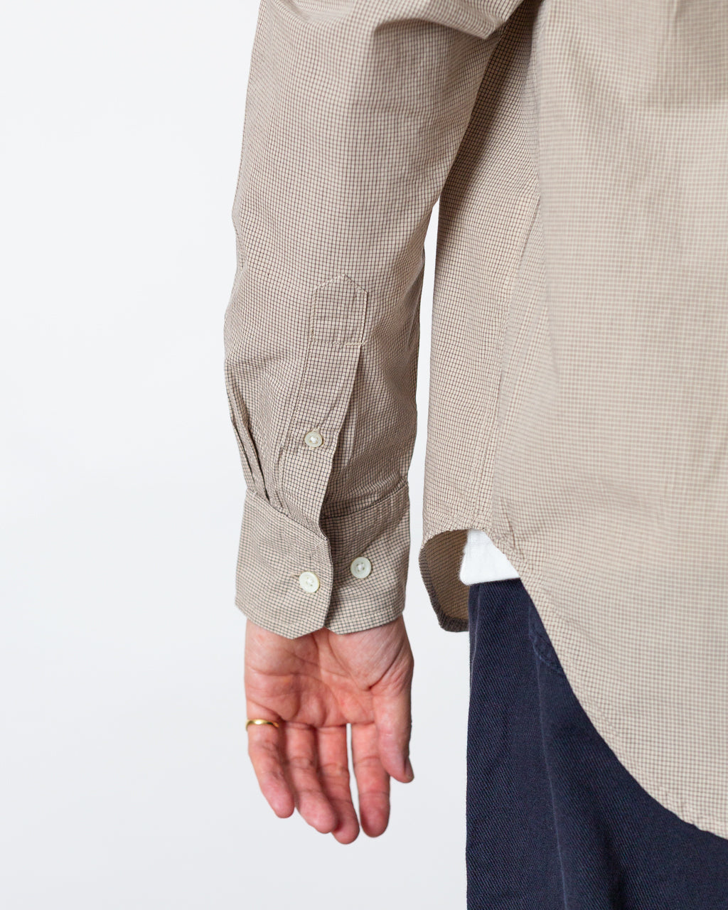 Espevik Oversized Micro Poplin Check Shirt - Oatmeal