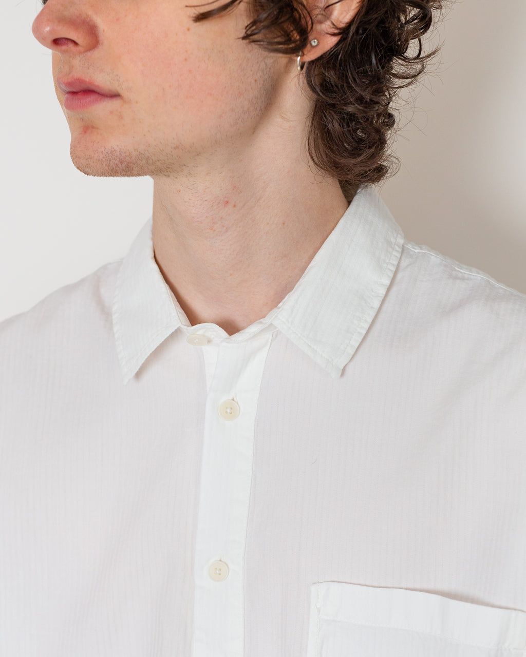 Herringbone Curve Shirt - Off White
