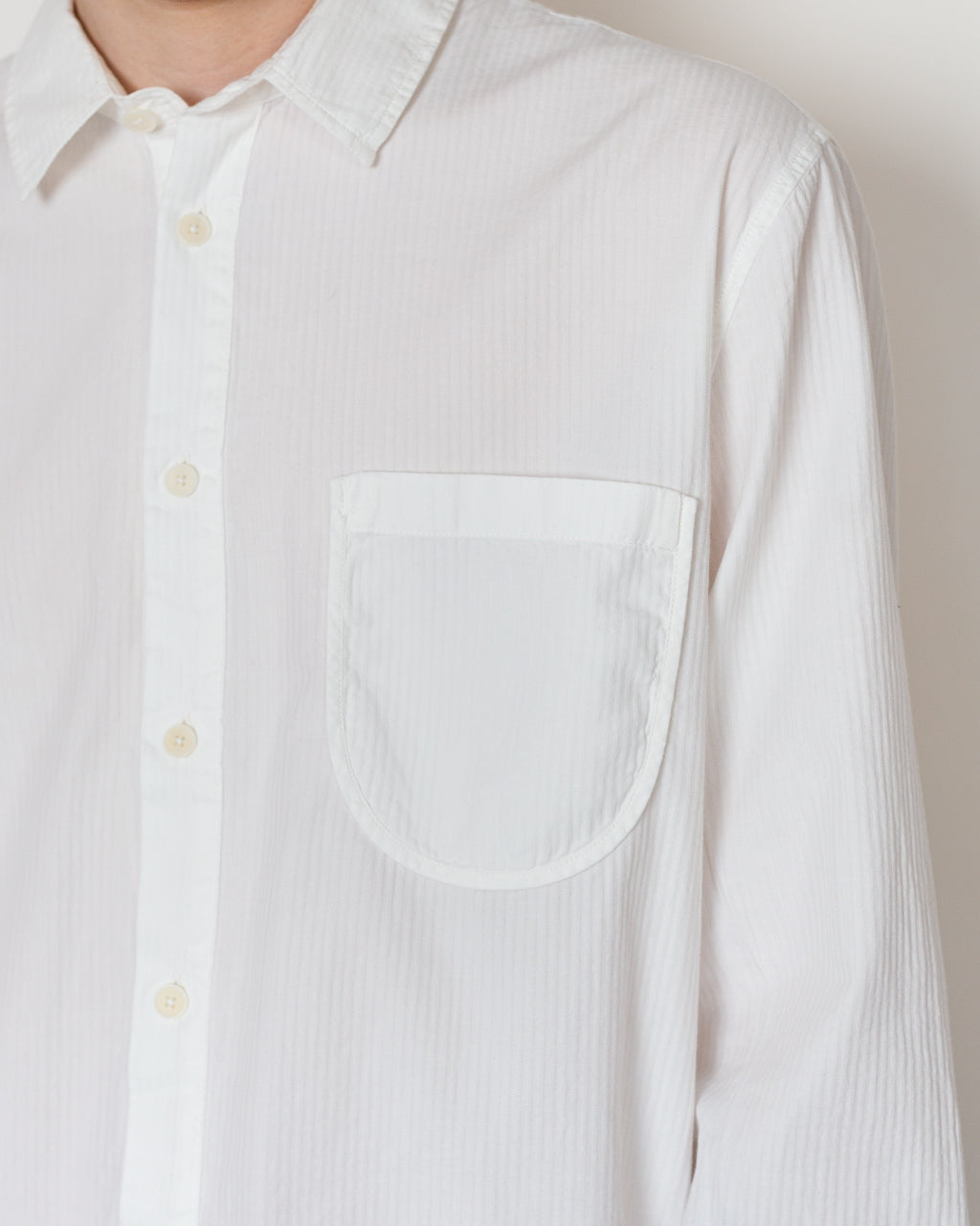 Herringbone Curve Shirt - Off White