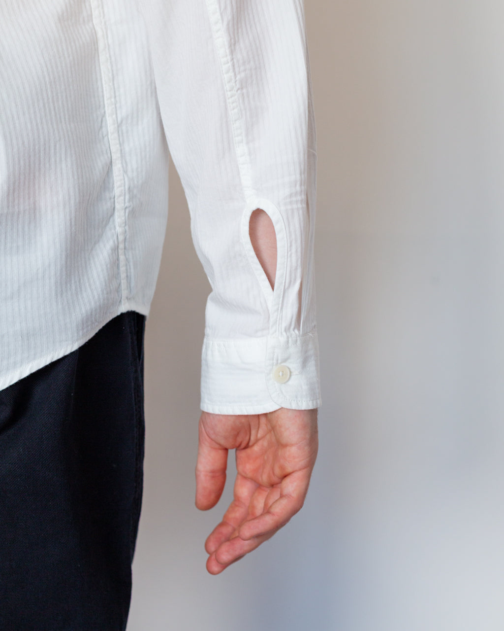 Herringbone Curve Shirt - Off White