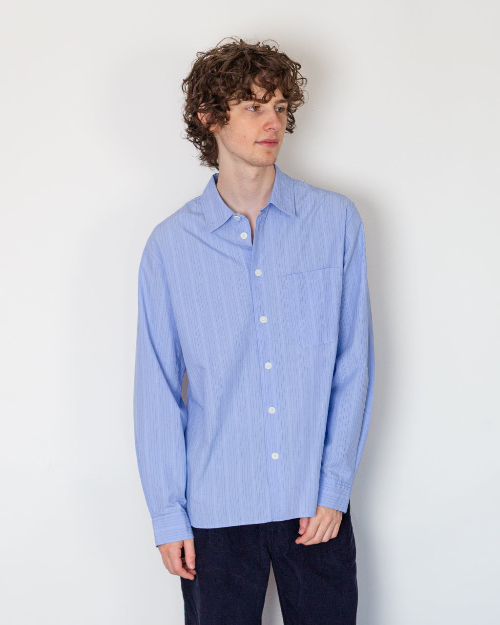 Easy Fit Shirt - Blue Fine Stripe