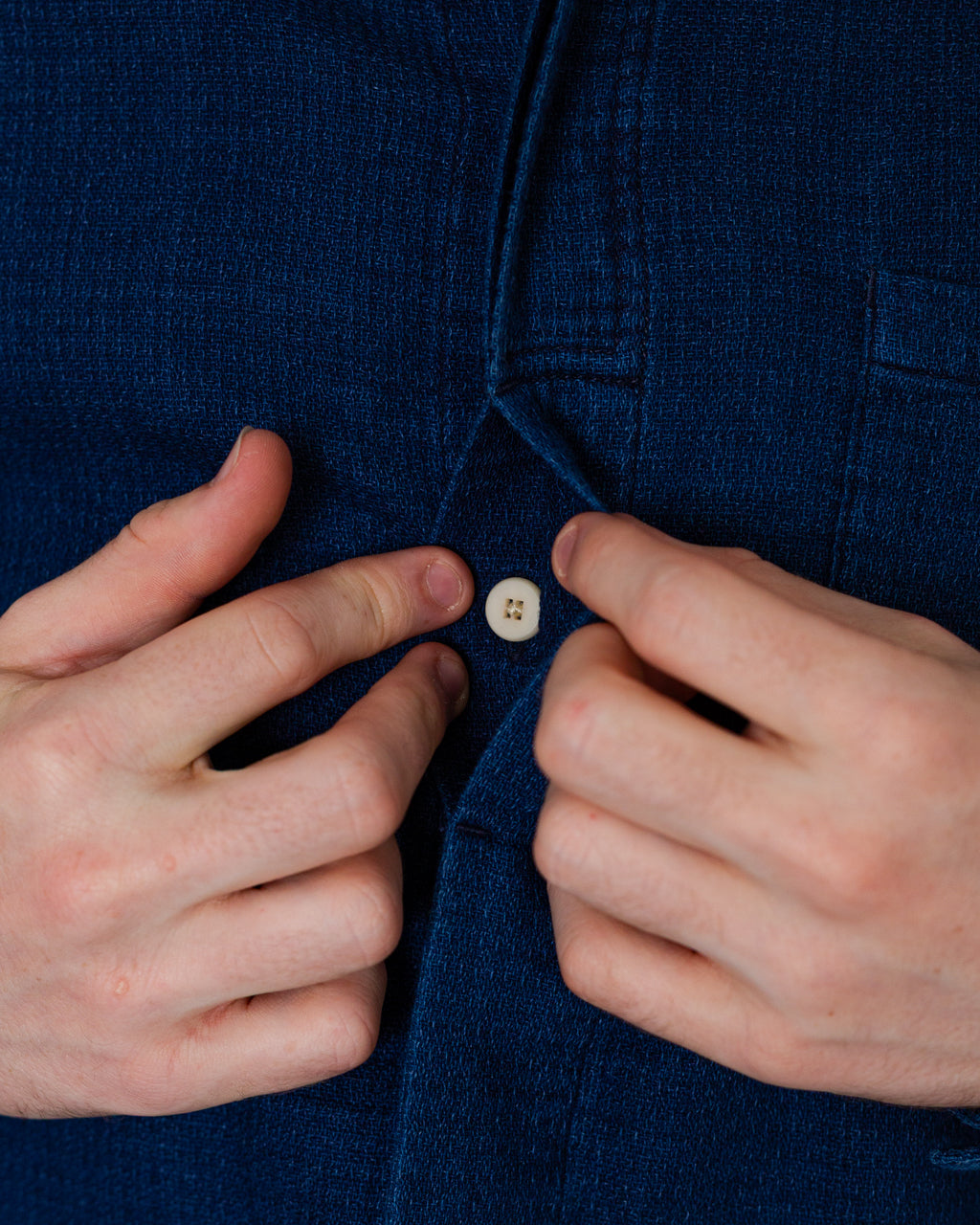 Patch Shirt - Indigo Basket Weave