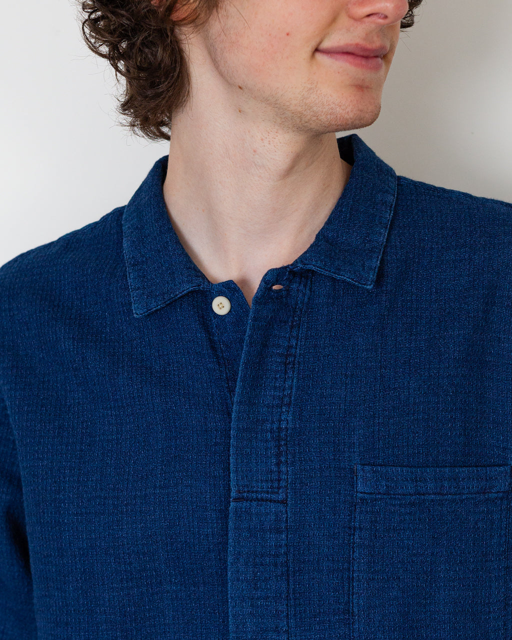 Patch Shirt - Indigo Basket Weave