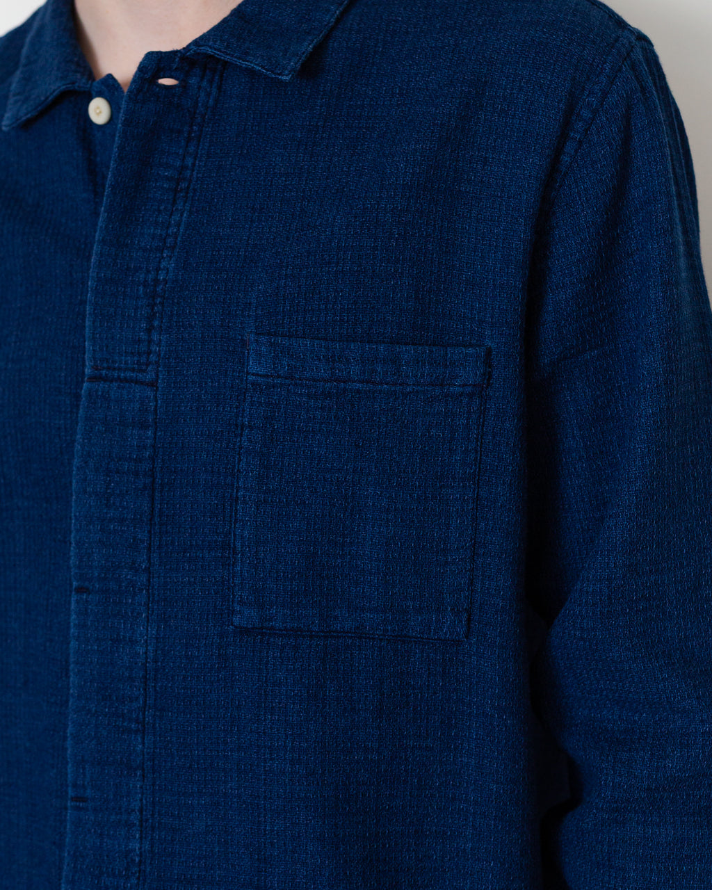 Patch Shirt - Indigo Basket Weave