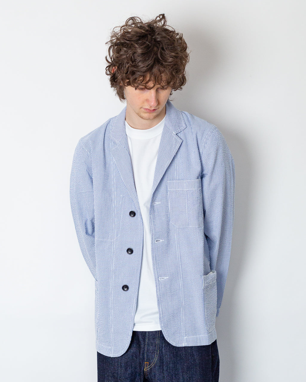 Seersucker Server Suit Jacket - Navy Stripe