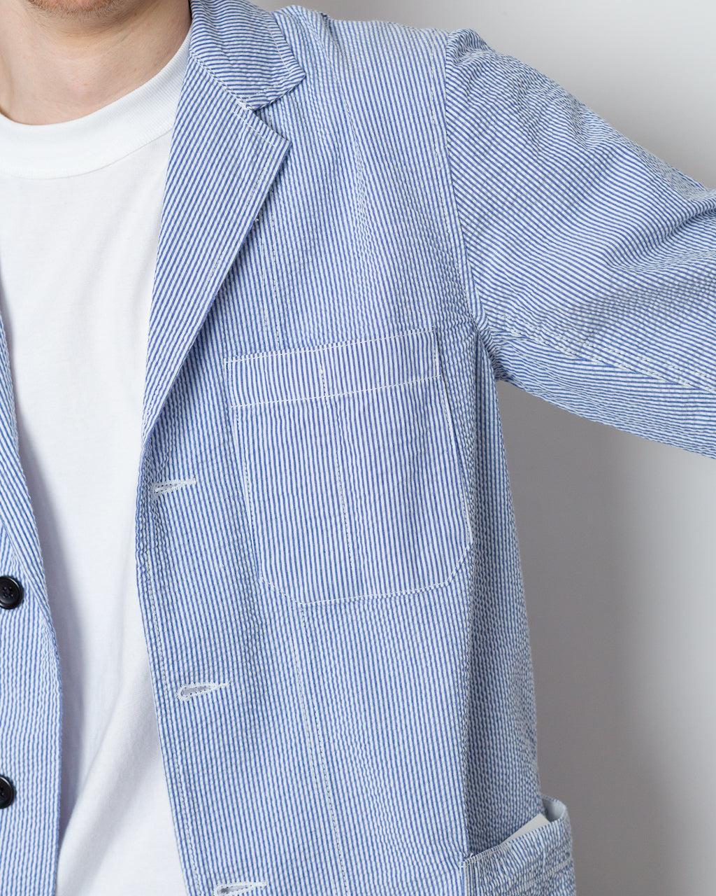 Seersucker Server Suit Jacket - Navy Stripe