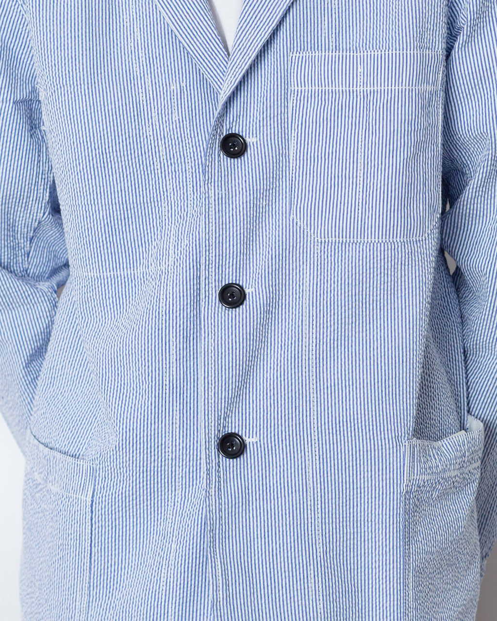 Seersucker Server Suit Jacket - Navy Stripe