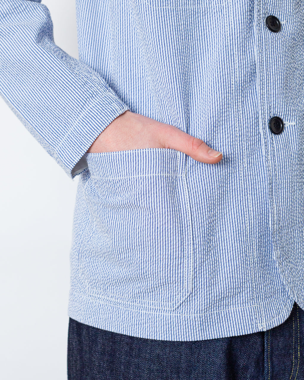 Seersucker Server Suit Jacket - Navy Stripe