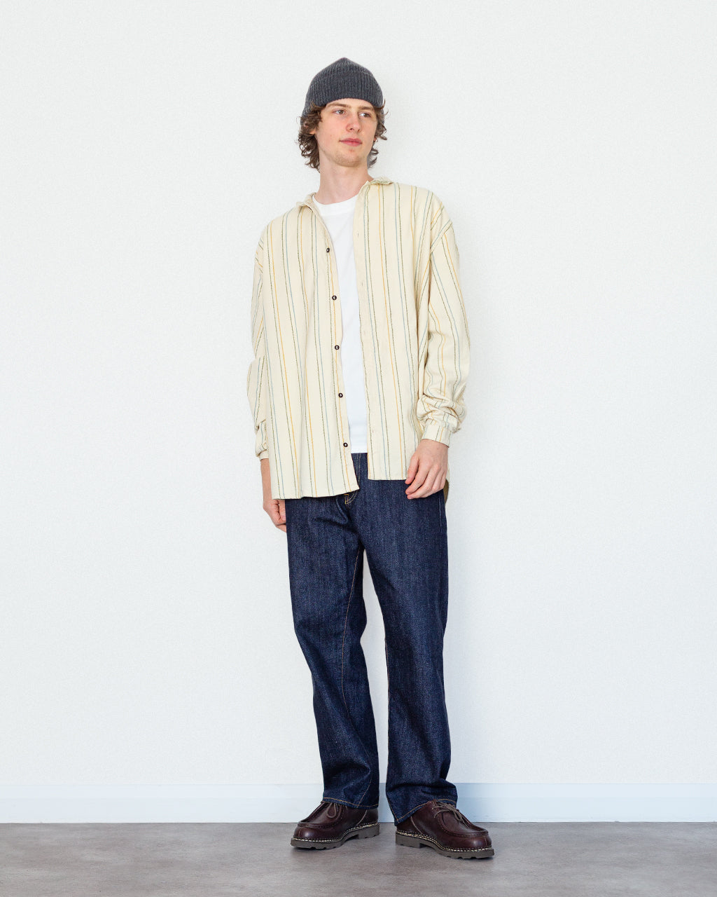 BURRO SHIRT - WOOL STRIPE COTTON TATTERSALL RINSED