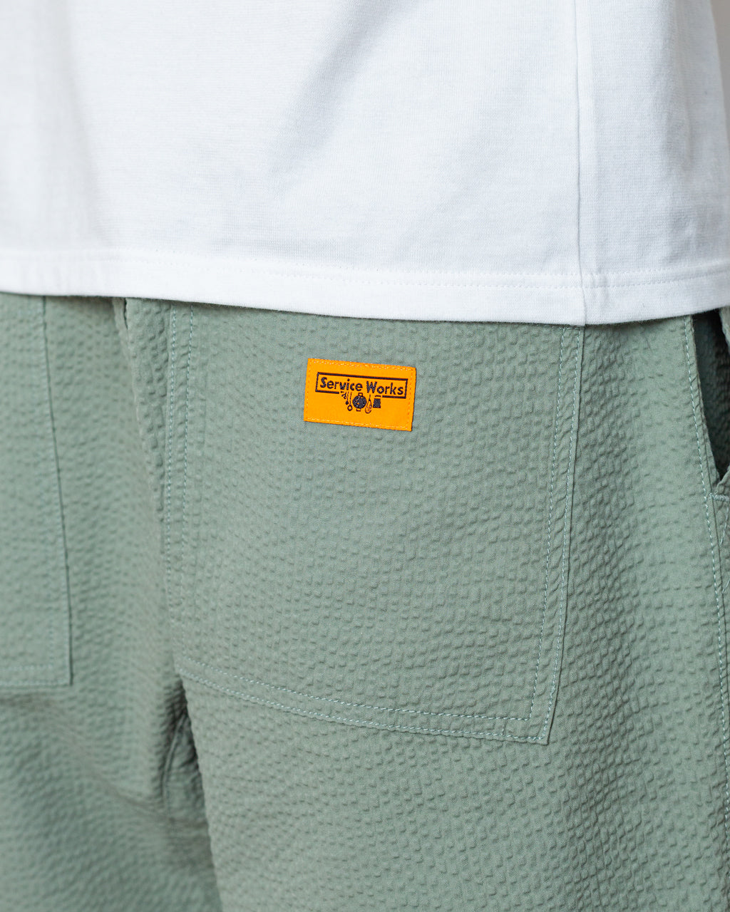 Seersucker Chef Short - Sage