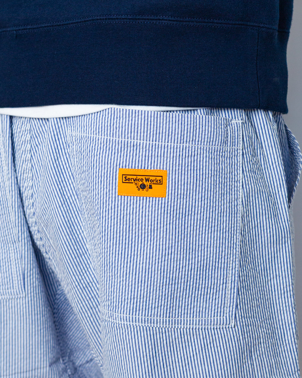 Seersucker Chef Short - Navy Stripe