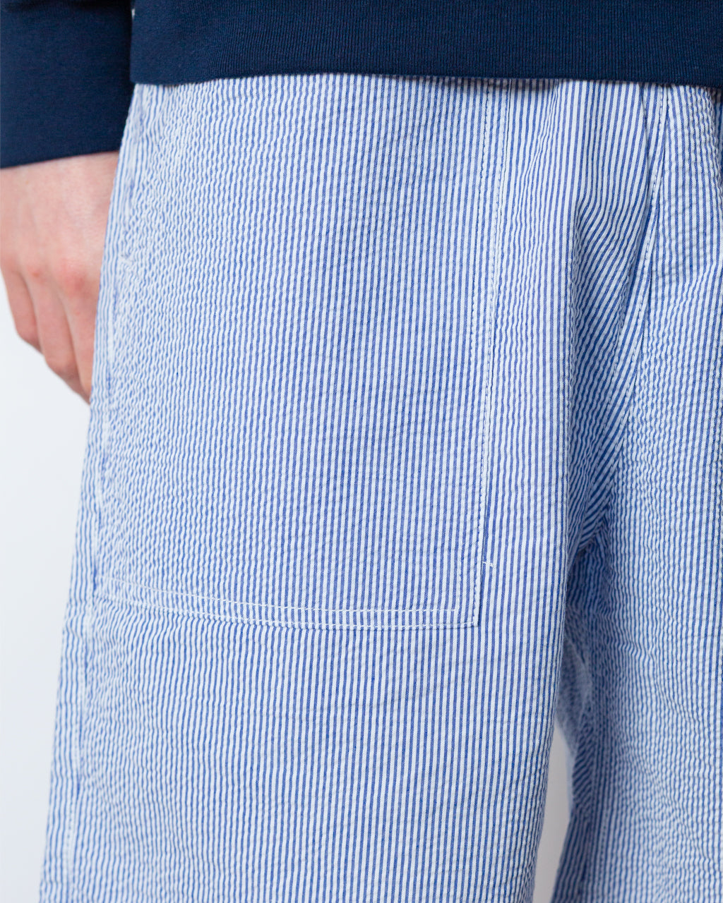 Seersucker Chef Short - Navy Stripe