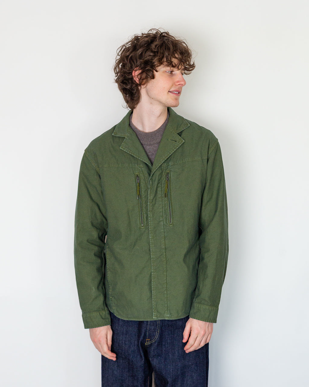 Back Satin F-1 Style Shirt Jacket - Olive