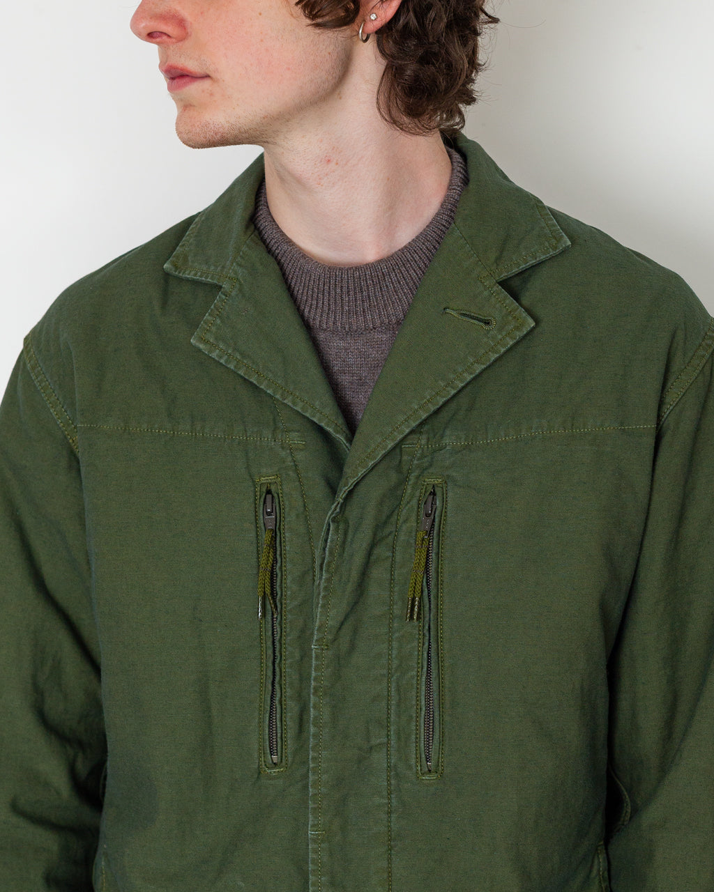 Back Satin F-1 Style Shirt Jacket - Olive