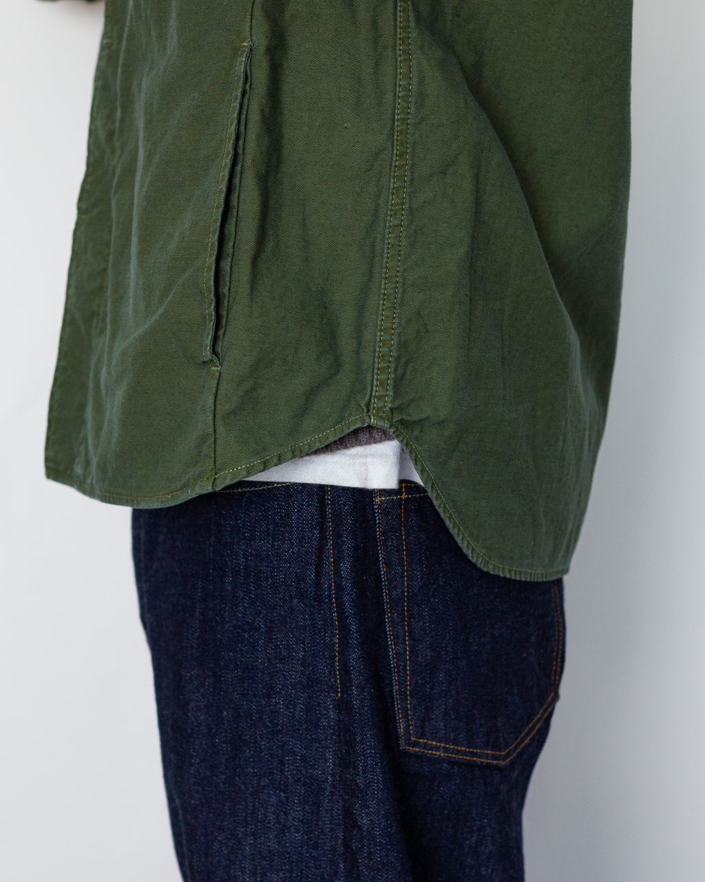 Back Satin F-1 Style Shirt Jacket - Olive