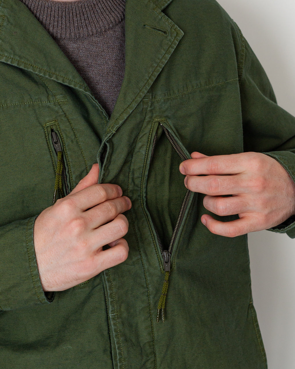 Back Satin F-1 Style Shirt Jacket - Olive