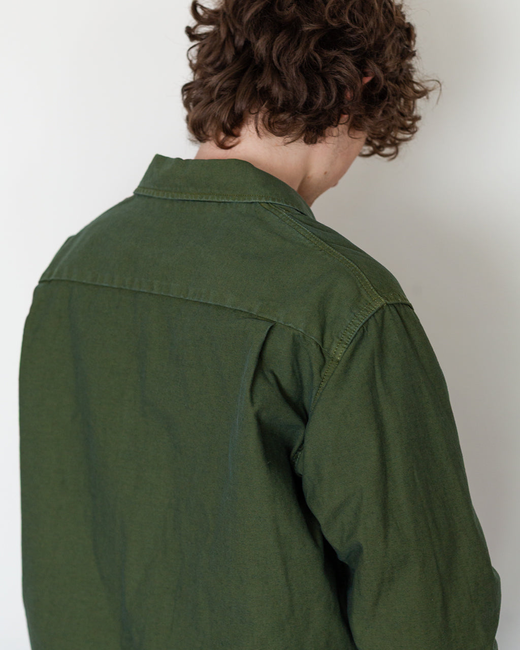 Back Satin F-1 Style Shirt Jacket - Olive