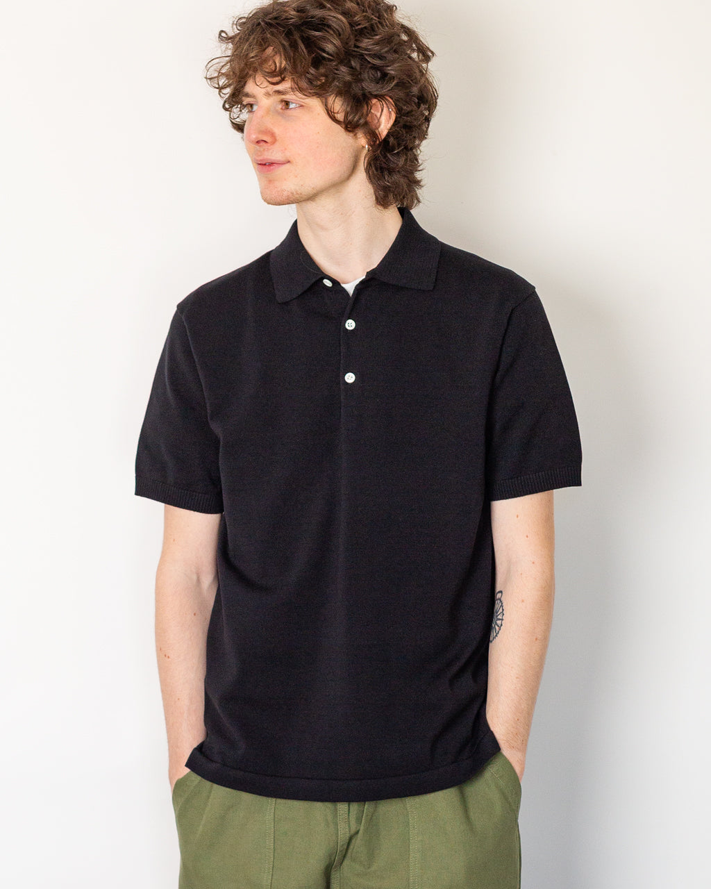 Knit Polo 12G S/S - Black