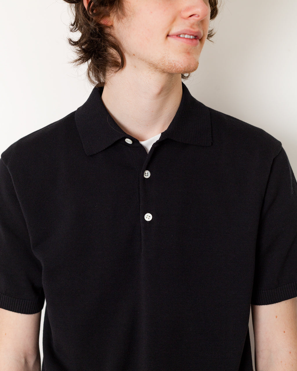 Knit Polo 12G S/S - Black