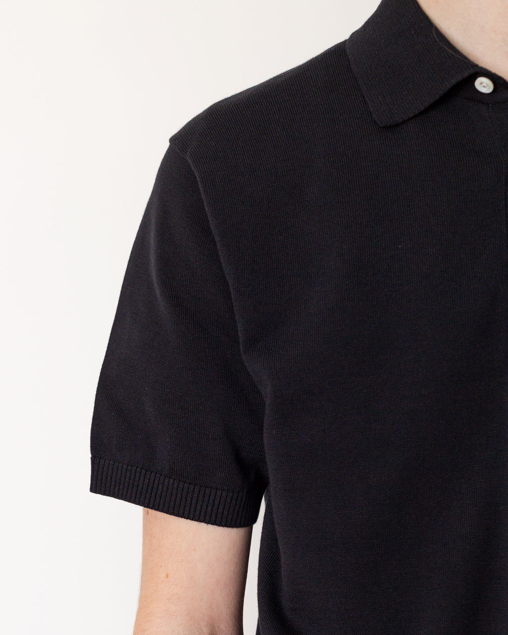 Knit Polo 12G S/S - Black