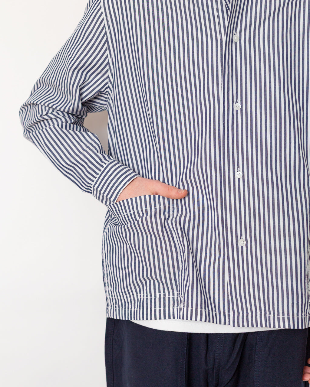 Poplin Stripe Waiter Shirt - Royal