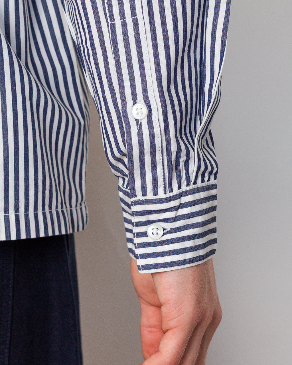 Poplin Stripe Waiter Shirt - Royal