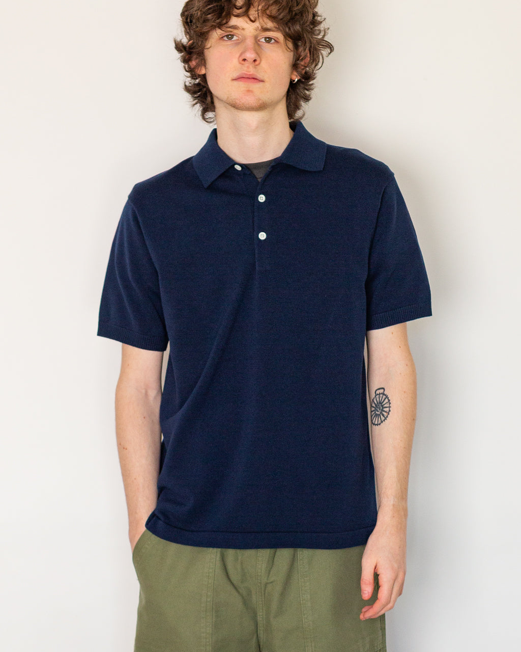 Knit Polo 12G S/S - Navy