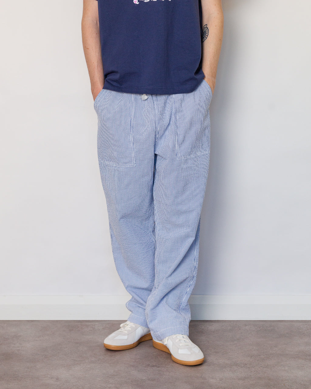 Seersucker Chef Pant - Navy Stripe