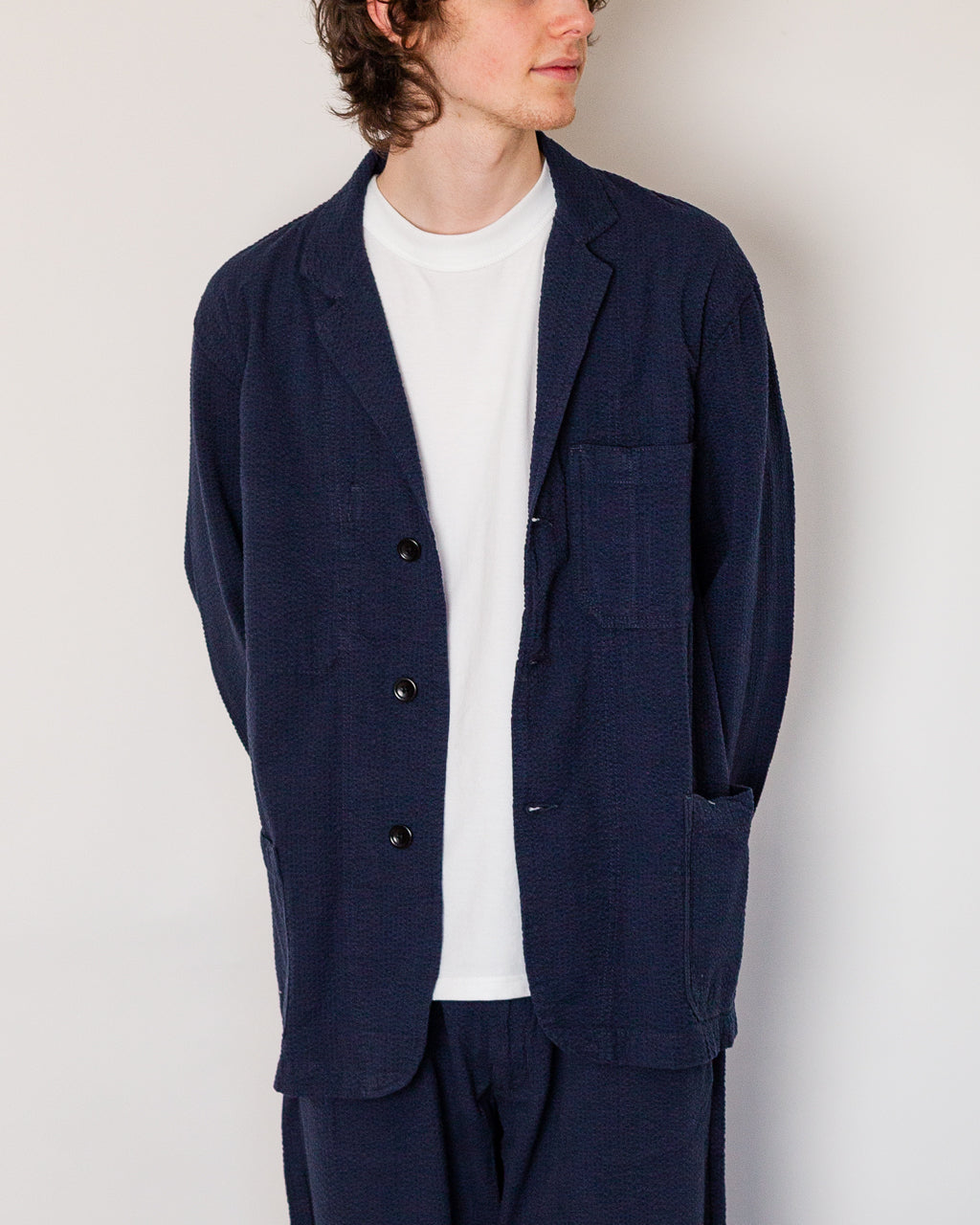 Seersucker Server Suit Jacket - Dark Navy