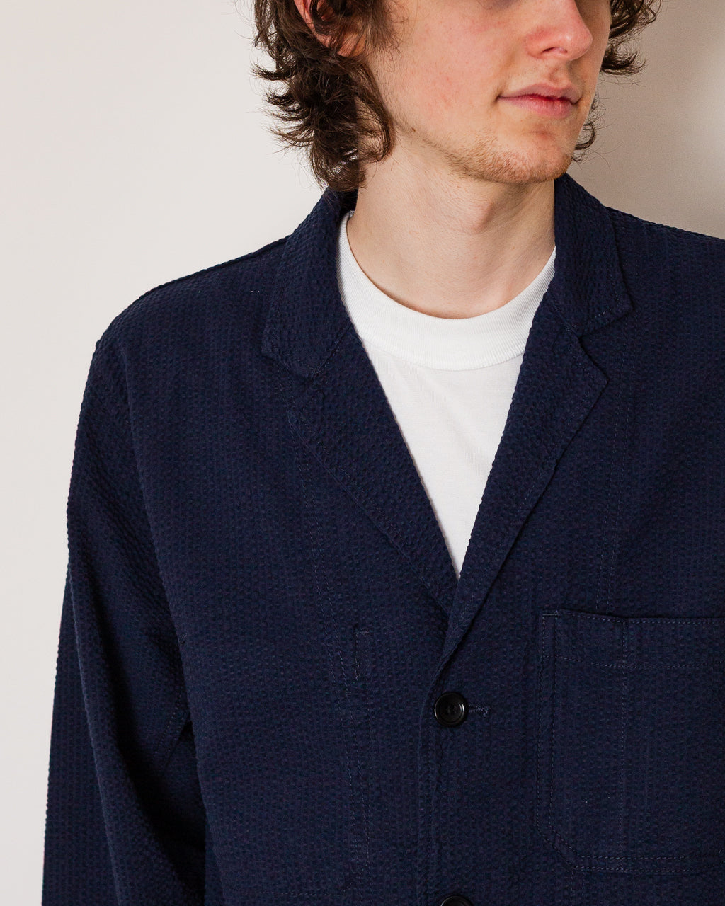 Seersucker Server Suit Jacket - Dark Navy